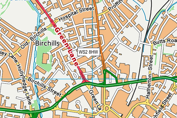 WS2 8HW map - OS VectorMap District (Ordnance Survey)