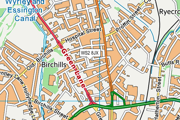 WS2 8JX map - OS VectorMap District (Ordnance Survey) WS2 8JX map - OS VectorMap District (Ordnance Survey)