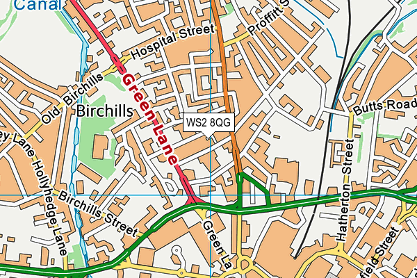 WS2 8QG map - OS VectorMap District (Ordnance Survey) WS2 8QG map - OS VectorMap District (Ordnance Survey)