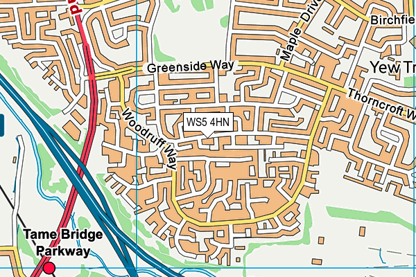 WS5 4HN map - OS VectorMap District (Ordnance Survey) WS5 4HN map - OS VectorMap District (Ordnance Survey)