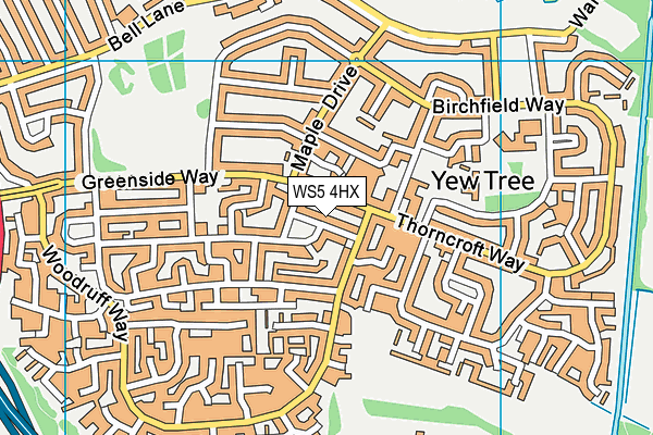 WS5 4HX map - OS VectorMap District (Ordnance Survey) WS5 4HX map - OS VectorMap District (Ordnance Survey)