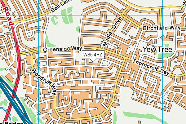 WS5 4HZ map - OS VectorMap District (Ordnance Survey) WS5 4HZ map - OS VectorMap District (Ordnance Survey)