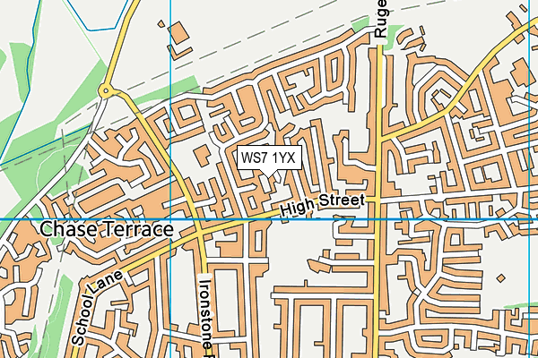WS7 1YX map - OS VectorMap District (Ordnance Survey) WS7 1YX map - OS VectorMap District (Ordnance Survey)