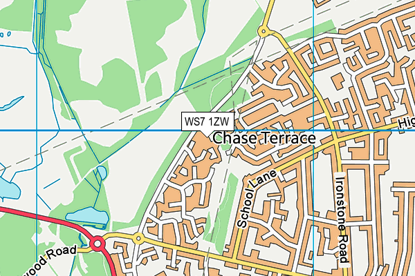 WS7 1ZW map - OS VectorMap District (Ordnance Survey) WS7 1ZW map - OS VectorMap District (Ordnance Survey)