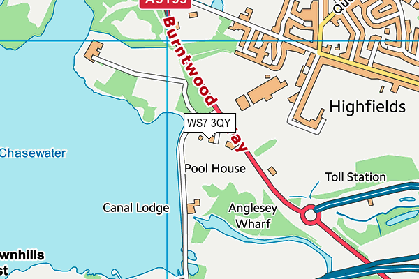 WS7 3QY map - OS VectorMap District (Ordnance Survey)