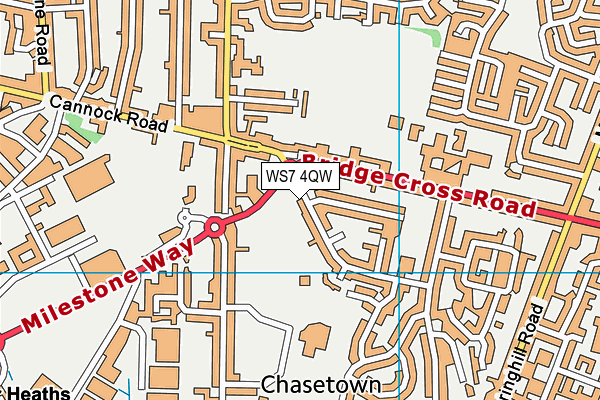 WS7 4QW map - OS VectorMap District (Ordnance Survey)