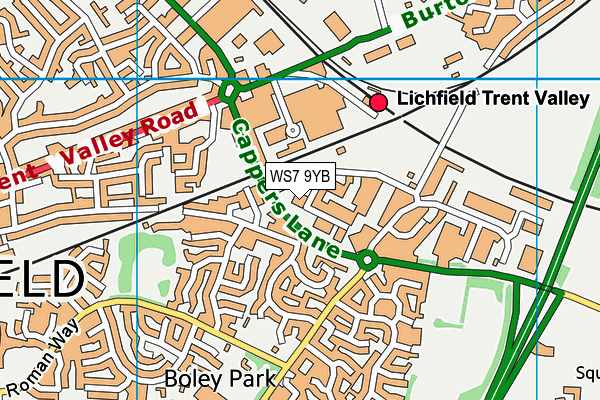 WS7 9YB map - OS VectorMap District (Ordnance Survey) WS7 9YB map - OS VectorMap District (Ordnance Survey)