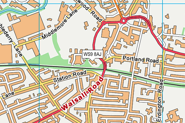 WS9 8AJ map - OS VectorMap District (Ordnance Survey) WS9 8AJ map - OS VectorMap District (Ordnance Survey)
