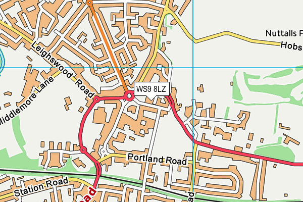 WS9 8LZ map - OS VectorMap District (Ordnance Survey) WS9 8LZ map - OS VectorMap District (Ordnance Survey)