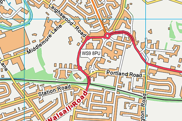 WS9 8PU map - OS VectorMap District (Ordnance Survey) WS9 8PU map - OS VectorMap District (Ordnance Survey)