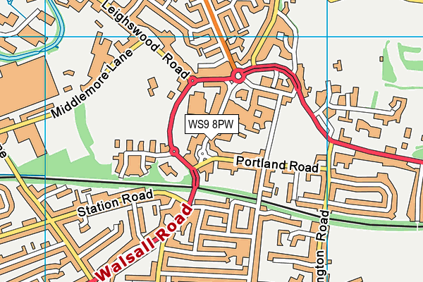 WS9 8PW map - OS VectorMap District (Ordnance Survey) WS9 8PW map - OS VectorMap District (Ordnance Survey)
