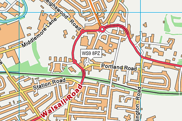 WS9 8PZ map - OS VectorMap District (Ordnance Survey) WS9 8PZ map - OS VectorMap District (Ordnance Survey)