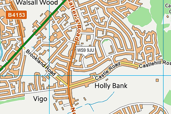 WS9 9JU map - OS VectorMap District (Ordnance Survey) WS9 9JU map - OS VectorMap District (Ordnance Survey)