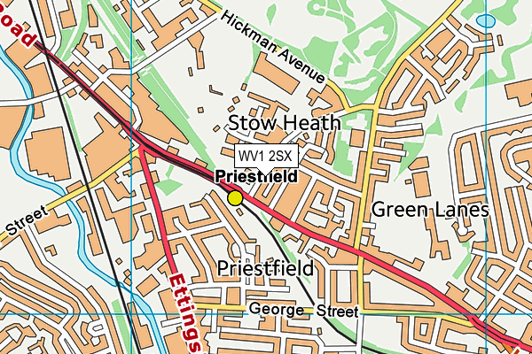 WV1 2SX map - OS VectorMap District (Ordnance Survey)