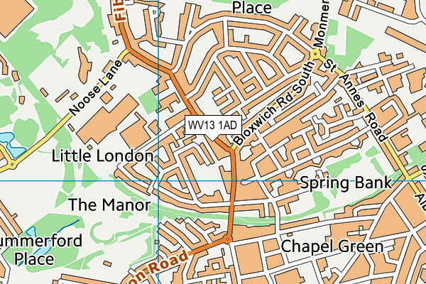 WV13 1AD map - OS VectorMap District (Ordnance Survey) WV13 1AD map - OS VectorMap District (Ordnance Survey)
