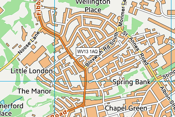 WV13 1AQ map - OS VectorMap District (Ordnance Survey) WV13 1AQ map - OS VectorMap District (Ordnance Survey)