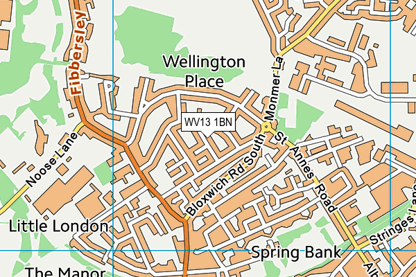 WV13 1BN map - OS VectorMap District (Ordnance Survey)