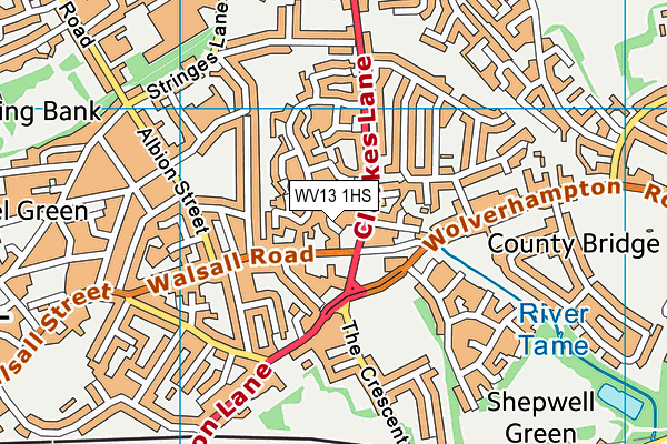 WV13 1HS map - OS VectorMap District (Ordnance Survey) WV13 1HS map - OS VectorMap District (Ordnance Survey)