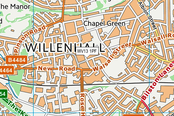 WV13 1PF map - OS VectorMap District (Ordnance Survey)