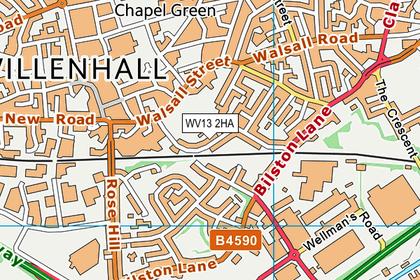 WV13 2HA map - OS VectorMap District (Ordnance Survey)