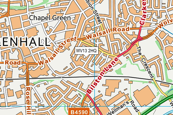 WV13 2HQ map - OS VectorMap District (Ordnance Survey) WV13 2HQ map - OS VectorMap District (Ordnance Survey)
