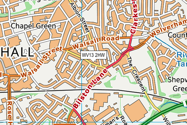 WV13 2HW map - OS VectorMap District (Ordnance Survey) WV13 2HW map - OS VectorMap District (Ordnance Survey)