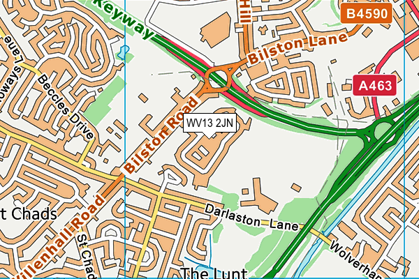 WV13 2JN map - OS VectorMap District (Ordnance Survey)