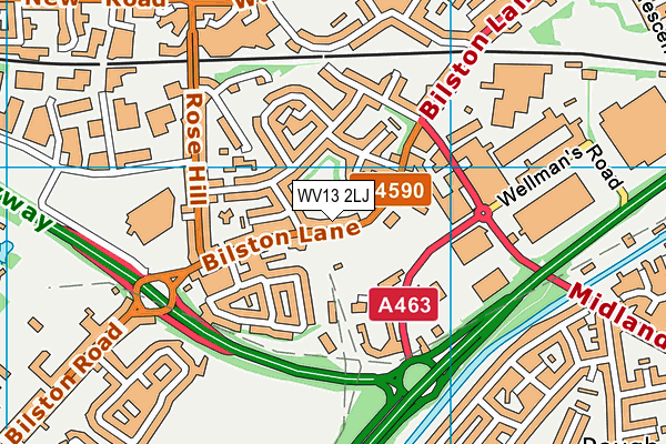 WV13 2LJ map - OS VectorMap District (Ordnance Survey)