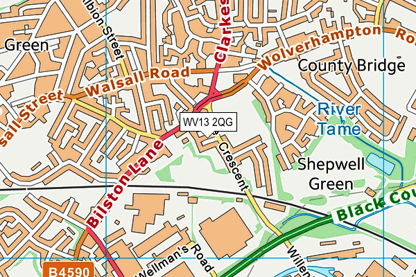 WV13 2QG map - OS VectorMap District (Ordnance Survey) WV13 2QG map - OS VectorMap District (Ordnance Survey)