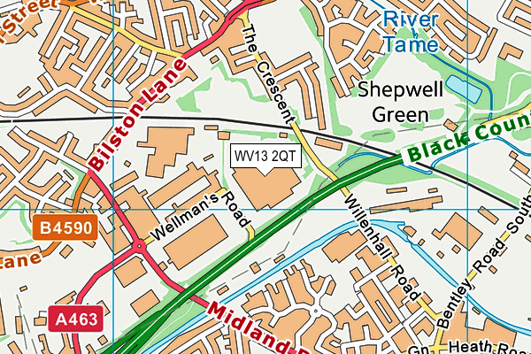 WV13 2QT map - OS VectorMap District (Ordnance Survey)
