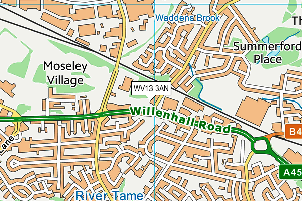 WV13 3AN map - OS VectorMap District (Ordnance Survey) WV13 3AN map - OS VectorMap District (Ordnance Survey)