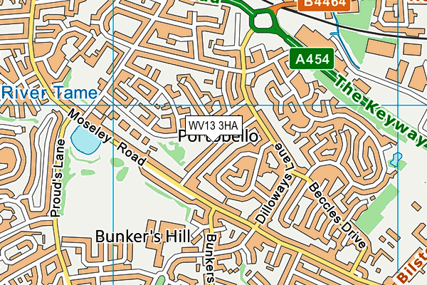 WV13 3HA map - OS VectorMap District (Ordnance Survey)