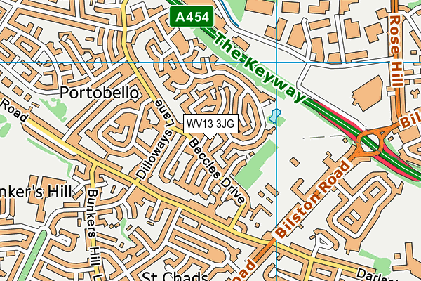 WV13 3JG map - OS VectorMap District (Ordnance Survey) WV13 3JG map - OS VectorMap District (Ordnance Survey)