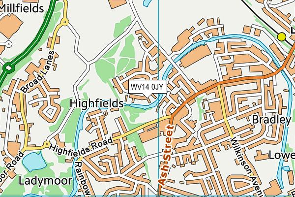 WV14 0JY map - OS VectorMap District (Ordnance Survey) WV14 0JY map - OS VectorMap District (Ordnance Survey)