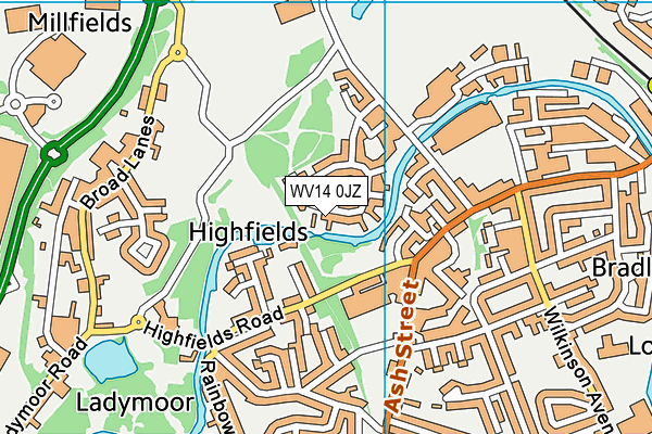 WV14 0JZ map - OS VectorMap District (Ordnance Survey) WV14 0JZ map - OS VectorMap District (Ordnance Survey)