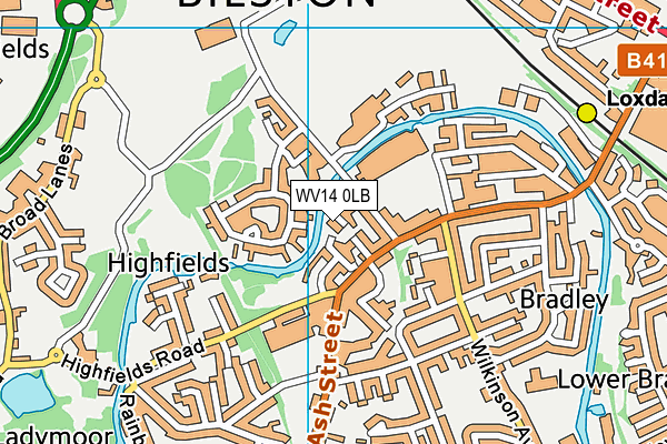 WV14 0LB map - OS VectorMap District (Ordnance Survey)