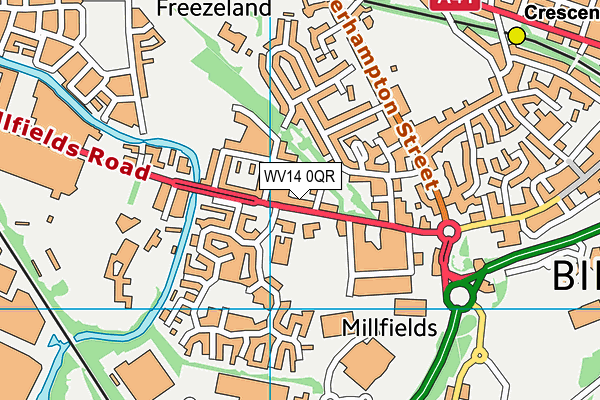 WV14 0QR map - OS VectorMap District (Ordnance Survey)