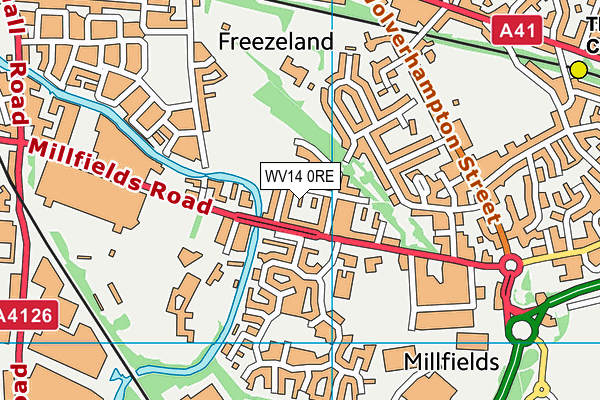 WV14 0RE map - OS VectorMap District (Ordnance Survey)