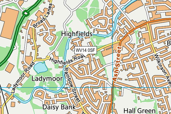 WV14 0SF map - OS VectorMap District (Ordnance Survey) WV14 0SF map - OS VectorMap District (Ordnance Survey)
