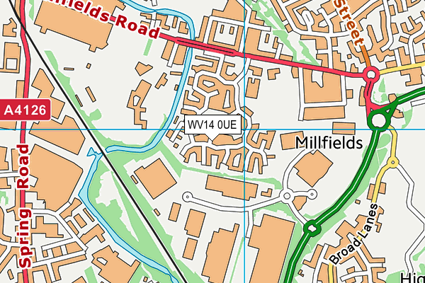 WV14 0UE map - OS VectorMap District (Ordnance Survey)