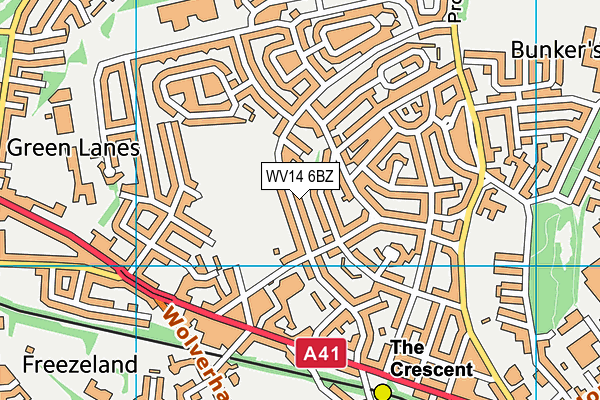 WV14 6BZ map - OS VectorMap District (Ordnance Survey)