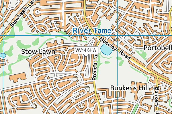 WV14 6HW map - OS VectorMap District (Ordnance Survey)