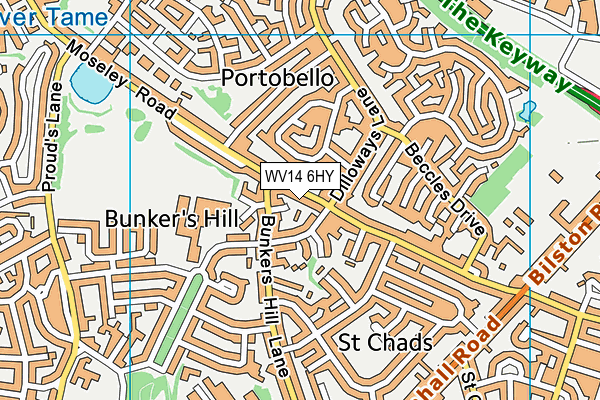 WV14 6HY map - OS VectorMap District (Ordnance Survey)