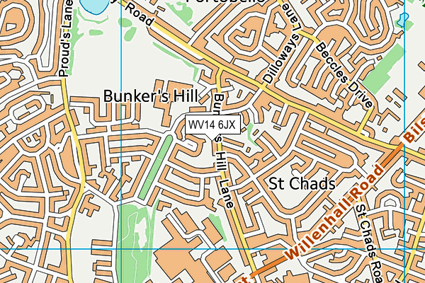 WV14 6JX map - OS VectorMap District (Ordnance Survey)