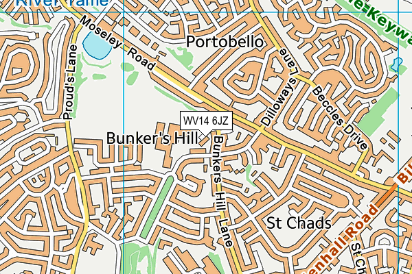 WV14 6JZ map - OS VectorMap District (Ordnance Survey)