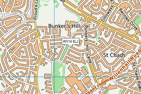 WV14 6LJ map - OS VectorMap District (Ordnance Survey)