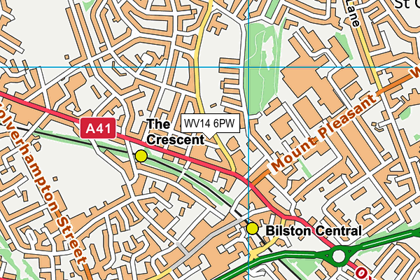 WV14 6PW map - OS VectorMap District (Ordnance Survey)