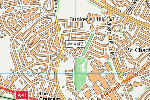 WV14 6PZ map - OS VectorMap District (Ordnance Survey)