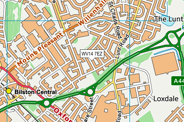 WV14 7EZ map - OS VectorMap District (Ordnance Survey)