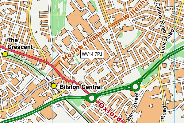WV14 7PJ map - OS VectorMap District (Ordnance Survey) WV14 7PJ map - OS VectorMap District (Ordnance Survey)